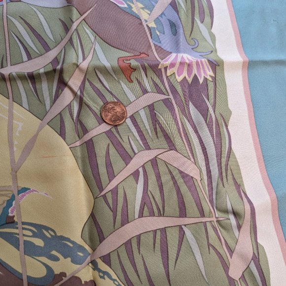 Vintage Hermes Cols Verts Blue Pastel 90 cm Silk Scarf Rare - Picture 6 of 16